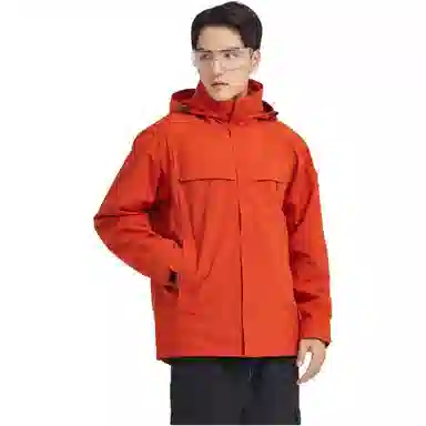 浪莎  纯色连帽舒适拉链  防水防风保暖冲锋衣 男