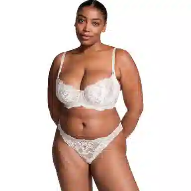 Victoria's Secret DREAM ANGELS Lace-Trim Brazilian Panty Coconut White 1