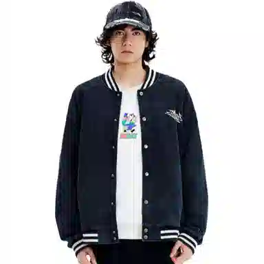 Li-Ning Logo Print Baseball Jacket Black