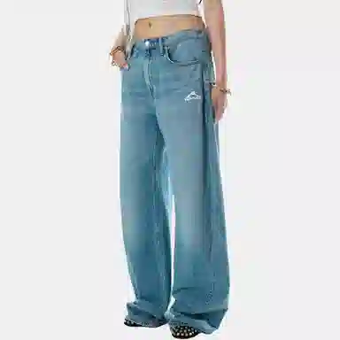 Alexander Wang Logo Low-Rise Zip Pocket Jeans Blue