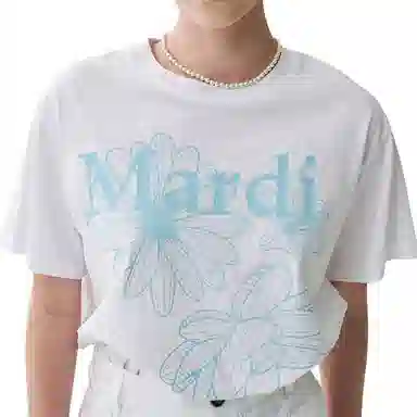 MARDI MERCREDI TSHIRT TRIPLE FLOWER_WHITE SKY SS25T