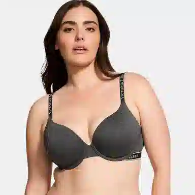 Victoria's Secret Push-Up Perfect Shape Ribbed Cotton BraGrey V