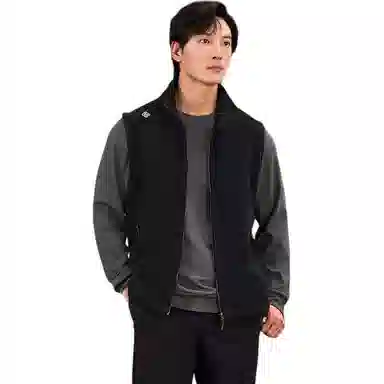 探路者 纯色百搭简约舒适休闲马甲 男款 黑色