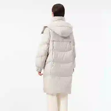 坦博尔 中长款宽松老花加厚羽绒服 女款