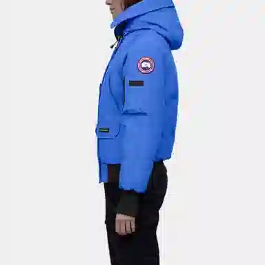 Canada Goose Logo Flight Hooded Down Jacket Blue