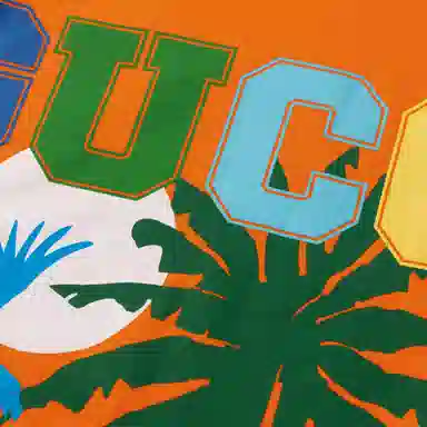 Gucci SS22 Palm Tree Print T-Shirt Orange