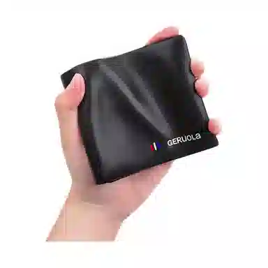 歌若拉 商务时尚简约三色设计 头层牛皮 钱包 常规 男款 黑色