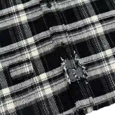 False Perception Plaid Shirt Black White