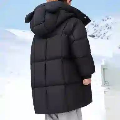 鸭鸭 防风保暖宽松中长款连帽加厚鸭绒羽绒服 中小童