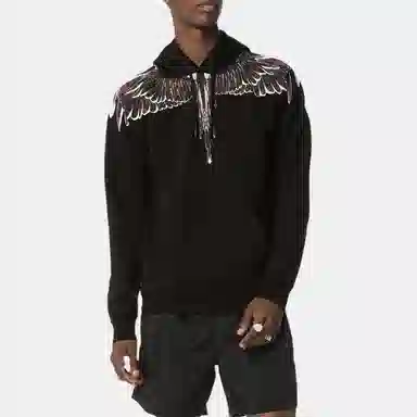 Marcelo Burlon Wing Print Hoodie Black