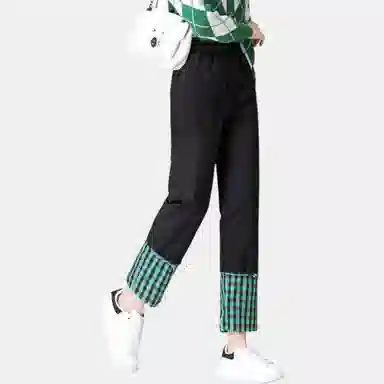 鸭鸭 休闲直筒时尚撞色羽绒裤 女款 黑色