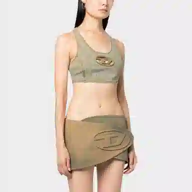 Diesel Letter Print Sleeveless Vest Green