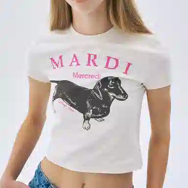 MARDI MERCREDI CROPPED TSHIRT DDANJI_CREAM PINK SS25T