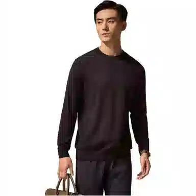 迪柯尼 纯色简约圆领修身保暖毛衣 男款