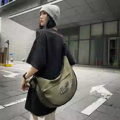 彤彤兔 小众日系休闲通勤 尼龙 单肩包 女款 黑色/绿色/浅灰色