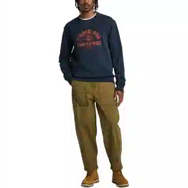 Timberland Letter Drop Shoulder Crewneck Sweatshirt Navy