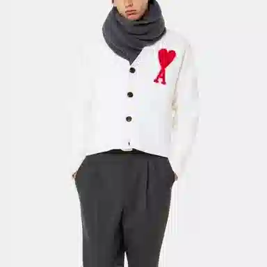 AMIPARIS V-Neck Wool Sweater Off-White