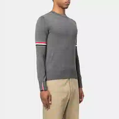 Thom Browne FW22 Grey Striped Wool Sweater