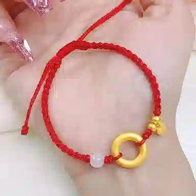 倾爱 平安福手绳转运珠个性精致 足金 黄金手链 男女同款情侣款