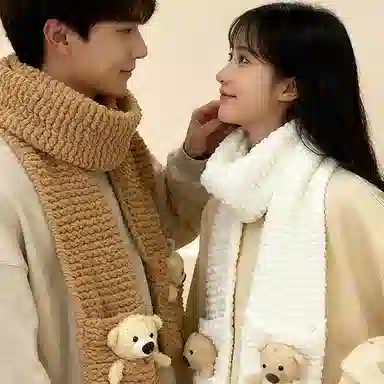 【口袋小熊~自织DIY】 攸委 可爱熊手工毛线团手织围巾秋冬季保暖防寒赠朋友心意百搭 涤纶 软糯亲肤编织材料包柔软围脖 男女同款情侣款