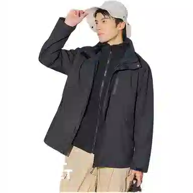浪莎  户外三合一纯色休闲舒适连帽宽松拉链  防水防风保暖冲锋衣 男女同款