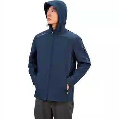 探路者 纯色连帽简约舒适夹克外套 男款 藏青色