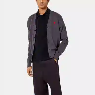 AMIPARIS V-Neck Cardigan Dark Grey