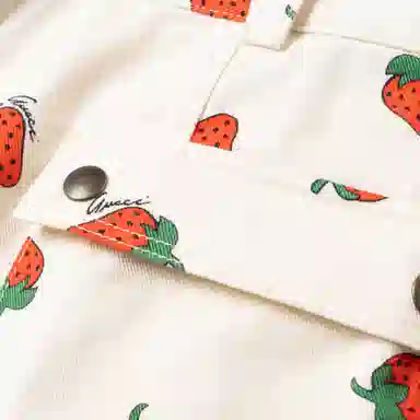 GUCCI Strawberry Print Cotton Twill Short