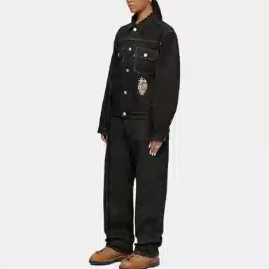 Stussy x Levi's SS24 Logo Embroidered Trucker Jacket Black