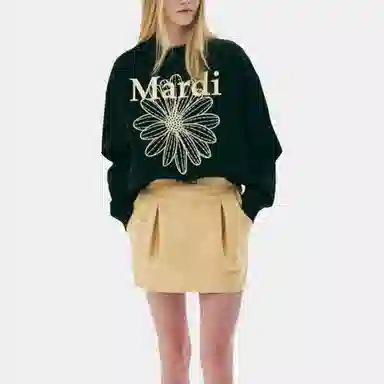 MARDI MERCREDI SS25 SWEATSHIRT FLOWERMARDI NEEDLEWORK_BLACK LEMON