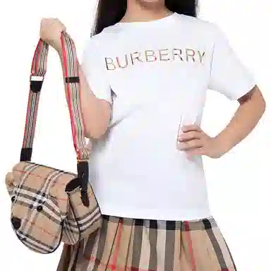 Burberry Logo Embroidered Cotton T-Shirt Kids White