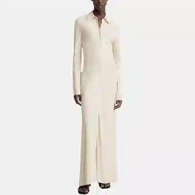 TOTEME SS24 Soft Long Sleeve Dress Beige