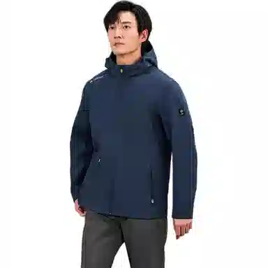 探路者 纯色连帽简约舒适夹克外套 男款 藏青色
