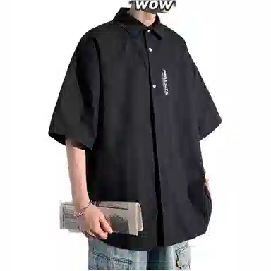 【dme】 美式休闲男夏季薄潮牌潮流宽松衣服日系短袖衬衫 男女同款