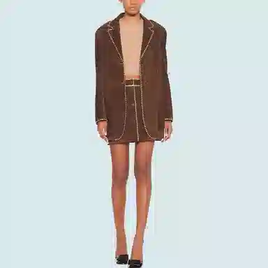 Miu Miu SS21 Logo Ribbed Wool Sweater Camel Brown