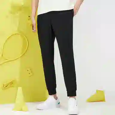 特步 纯色薄款透气束脚针织运动裤 男款