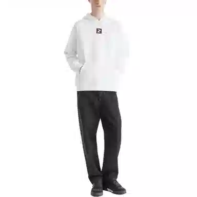 Fendi FW24 Drawstring Hoodie Embroidered Patch White
