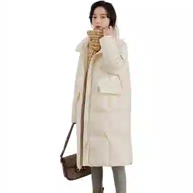 鸭鸭 纯色中长款立领加厚长袖羽绒服 女款