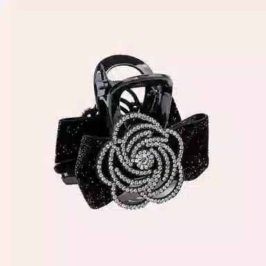 卡铂雅 黑色绒布休闲时尚潮流设计港风气质复古极简高级感 发夹 女款