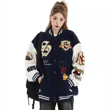 JIMI&JONS Embroidered Badge Baseball Jacket