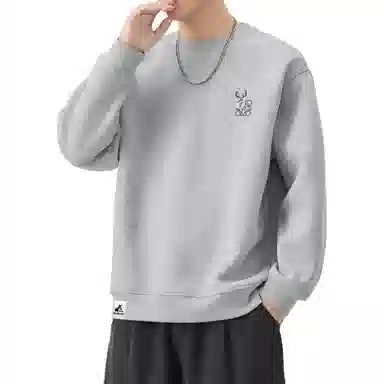 帝狼牛 春秋圆领刺绣品质感套头宽松日系复古百搭简约舒适休闲长袖 卫衣 男女同款