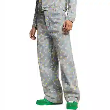 Louis Vuitton SS25 Printed Check Wide Leg Jeans