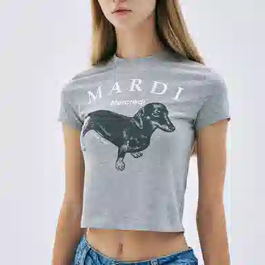 MARDI MERCREDI CROPPED TSHIRT DDANJI_GREY WHITE SS25T
