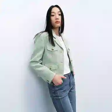 太平鸟 工装风西装 女款 绿色