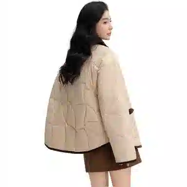 鸭鸭 保暖单排扣薄款长袖羽绒服 女