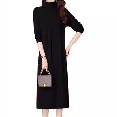 恒源祥 纯色休闲简约长袖连衣裙 女款