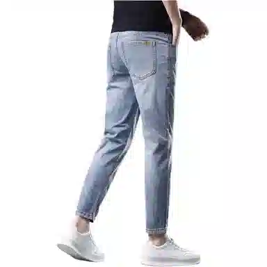 沐诚阳译 夏季超薄九分高端商务休闲小脚弹力百搭裤牛仔裤 男女同款