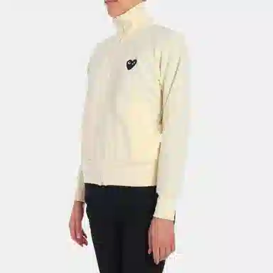 CDG Play Black Heart Zip-Up Sweatshirt White