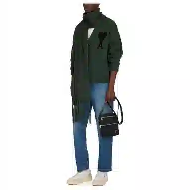 AMIPARIS Logo Fleece Scarf Green