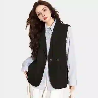 法文箱子 纯色西装领百搭无袖马甲 女款